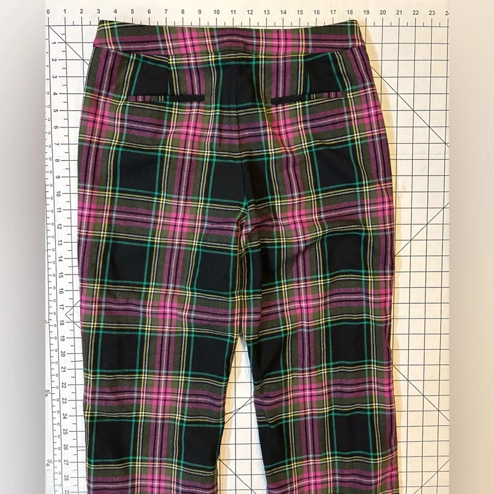 J. Crew Women’s Size 8 Purple and‎ Black Plaid Kate Wool  Blend Trousers
